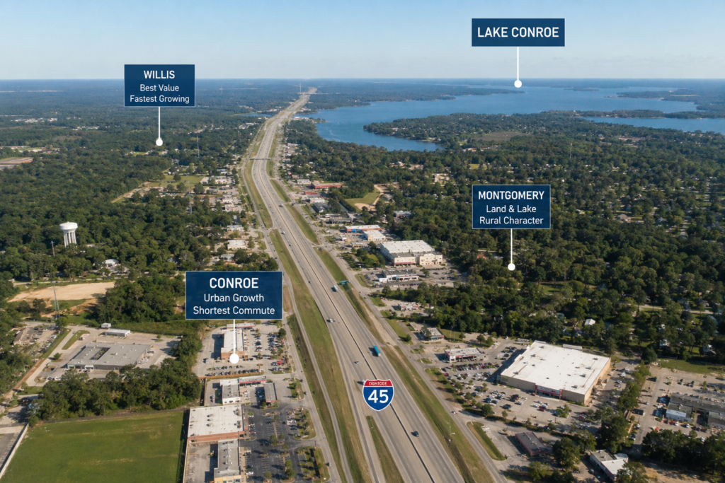 Real Estate in East Texas: Conroe vs. Willis vs. Montgomery—Which Community Fits Your Life?